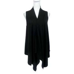 Style Up Waterfall Cardigan Womens One Size Black Lace Back Draped Sleeveless